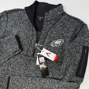Antigua NFL Philadelphia Eagles Mens Medium 1/4 Zip Pullover Charcoal NEW